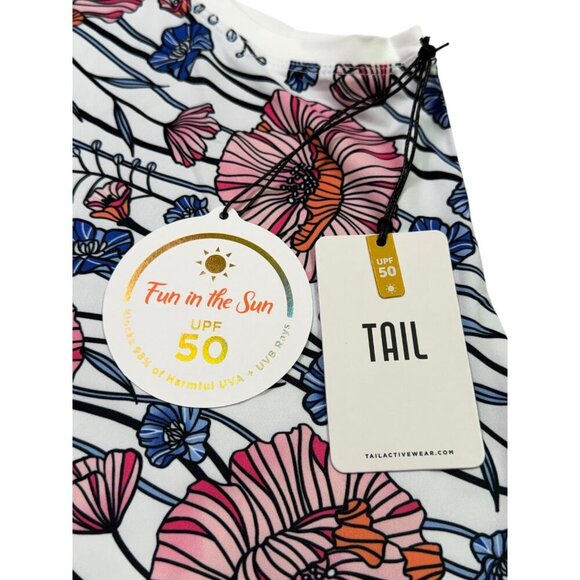 Tail Activewear Zena Foldover Collar Tennis Dress L Atlantica Floral UPF 50 - Picture 4 of 12